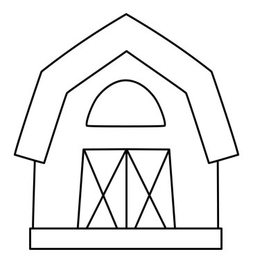 Vector simple barn line icon isolated on white background. Black and white farm shed illustration. Cute woodshed. Rural, garden or Easter village picture, coloring pag