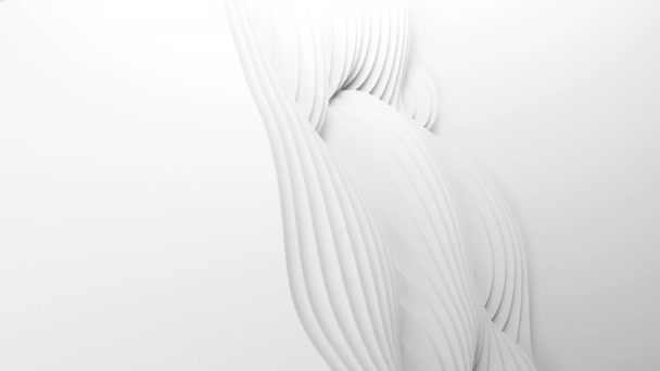 Papier gesneden abstracte animatie achtergrond lus. 3D schone witte houtsnijkunst. Papier ambachtelijke golven. Minimalistisch modern naadloos design voor zakelijke presentaties — Stockvideo