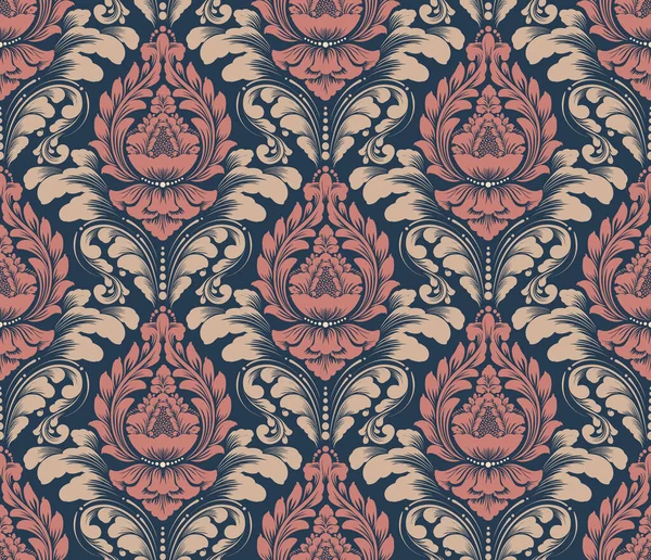 Damast naadloos patroon element. Vector klassieke luxe ouderwetse damast ornament, koninklijke victoriaanse naadloze textuur voor wallpapers, textiel, verpakking. Vintage prachtige bloemen barokke sjabloon. — Stockvector