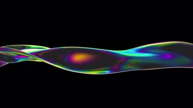Canlı sıvı dalgalı yüzey animasyon döngüsü. Üç boyutlu soyut yanardöner sıvı oluşturucu. Renkli parazitli neon holografik düz yüzey. Stil spektrum tekrarlayan akış hareketi