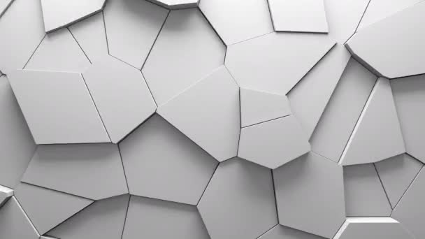 Abstrakte Animation von Voronoi-Blöcken, die sich bewegen und extrudieren. Minimales Licht sauberen Unternehmenshintergrund. 3D geometrische Wandschleifenbewegung. Polygonale Elemente bei der Verdrängung. — Stockvideo