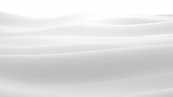 反射のある白い表面。滑らかな最小限の光波の背景。ブラリーシルク波アニメーションループ。最小限の柔らかいグレースケールの波紋が流れます。4k UHD — ストック動画