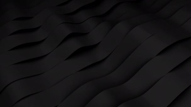 Negro rayas ondas de animación. Superficie de bandas deformantes con luz suave. Plantilla moderna de fondo oscuro en estilo minimalista. 4K UHD loopable — Vídeo de stock