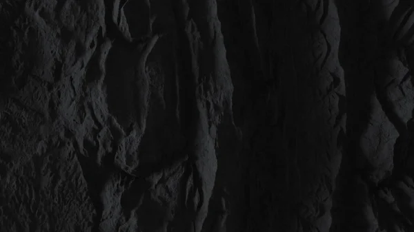 Paesaggio nero astratto con montagne. Rendering 3D scuro di rilievo della terra. Superficie di elevazione dettagliata. Illustrazione rendering 3D — Foto Stock