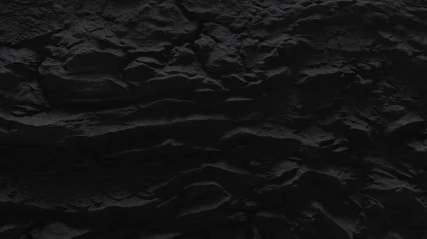 Чорний абстрактний пейзаж з горами. Темний 3D рельєф землі. Детальна поверхня висоти. 3D ілюстрація рендеринга — стокове фото