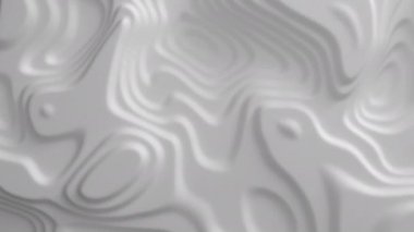 Soyut beyaz topoğrafya rahatlama yüzey bozulmasının 3 boyutlu görüntüsü. Dalgalı adım şekil değiştirme. Döngülü monokrom animasyonu. Dağ pürüzsüz erozyonu