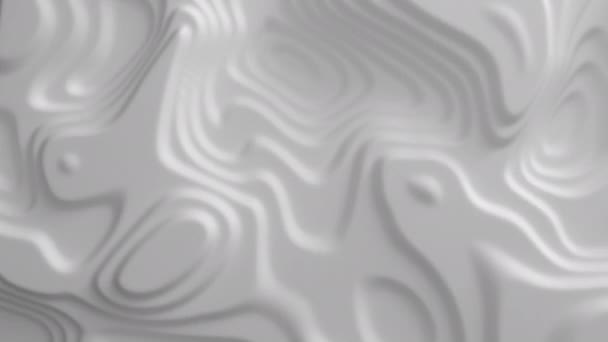 抽象的な白い地形救援表面歪みの3Dレンダリング。波状のステップ状の変形。ループモノクロアニメーション。山の滑らかな浸食 — ストック動画