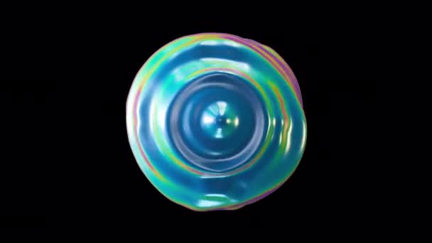 Abstract morphing fluid lollipop sphere. Liquid smooth distorting object. Vibrant bright holographic colors loop motion. Colorful gradient blob with transparent background. 4k UHD — Stock Video