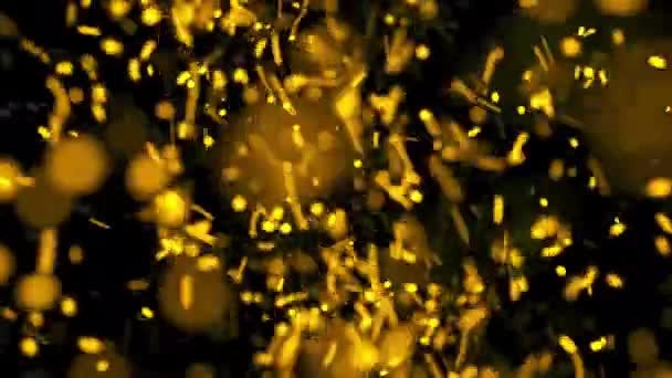 Verkoop tekst geconstrueerd met gloeiende gele en zwarte bollen animatie. Flocking bubbels conceptuele korting beeldmateriaal. 4K 3D Render — Stockvideo