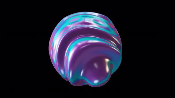 Esfera de piruleta fluida de morfología abstracta. Objeto de distorsión liso líquido. Vibrante movimiento de bucle de colores holográficos brillantes. Mancha de gradiente colorido con fondo transparente. 4k UHD — Vídeo de stock