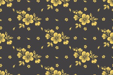 Vektör çiçek kusursuz desen elementi. Arkaplan için zarif bir doku. Klasik lüks, eski moda çiçek süsü. Duvar kağıtları, tekstil ve ambalaj için pürüzsüz kumaş..