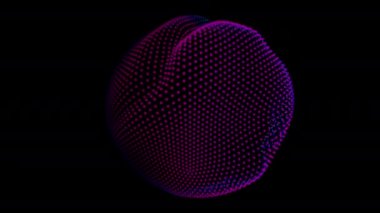 Parçacık döngüsünün soyut küresindeki bozulma dalgaları. Küresel nokta dizisinin dijital veri sıçraması. Yuvarlak dalga boyu UI elementi. Fütüristik hata