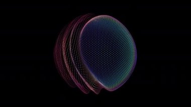 Parçacıkların soyut alanında döngü şeklinde çarpıtma dalgaları. Küresel nokta dizisinin dijital veri sıçraması. Fütüristik hata UI ögesi