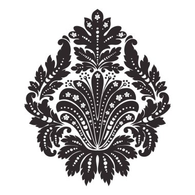 Damask merkez elementi izole edildi. Vektör damasyon illüstrasyonu.