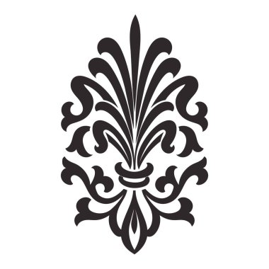 Damask merkez elementi izole edildi. Vektör damasyon illüstrasyonu.