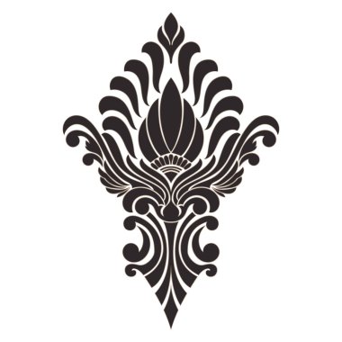 Damask merkez elementi izole edildi. Vektör damasyon illüstrasyonu.