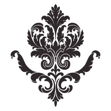 Damask merkez elementi izole edildi. Vektör damasyon illüstrasyonu.