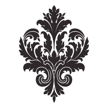 Damask merkez elementi izole edildi. Vektör damasyon illüstrasyonu.