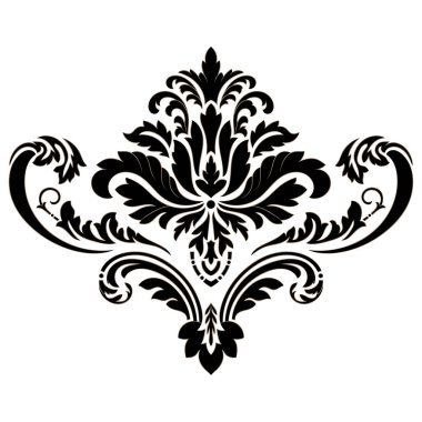 Damask merkez elementi izole edildi. Vektör damasyon illüstrasyonu.