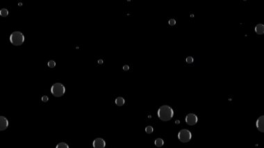 Suda siyah yağ kabarcıkları. Yapışkan sıvı kabarcıklar hareket animasyonu. Kozmetik ürünleri için doğal gerekli yağ kavramı. Sıvı akışının makro 3D görüntüleyicisi.
