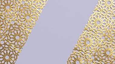 Arabesk geometrik desen yapısı. Altın İslami süs animasyonu.