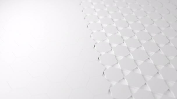 Superficie abstracta con hexágono blanco transformándose en estrella y espalda. Animación geométrica 3D Loopable. — Vídeos de Stock