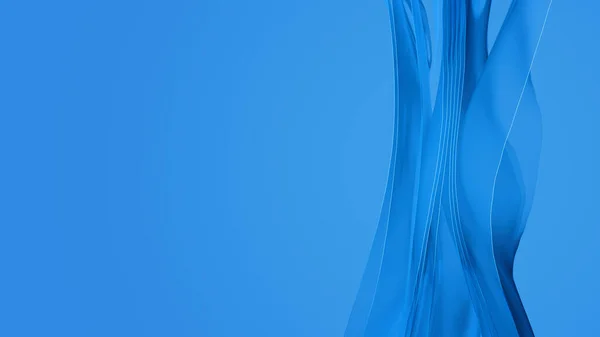 Tissu stratifié bleu transparent ondulé. Illustration de rendu 3D abstraite plastique flottant — Photo