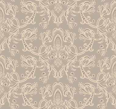 Damask kusursuz desen elementi. Vektör çiçek desenli kumaş süslemesi.