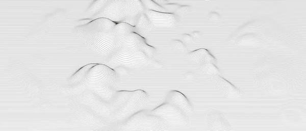 Абстрактний фон з викривленими фігурами лінії на білому тлі. Монохромні звукові лінії хвилі . — стоковий вектор
