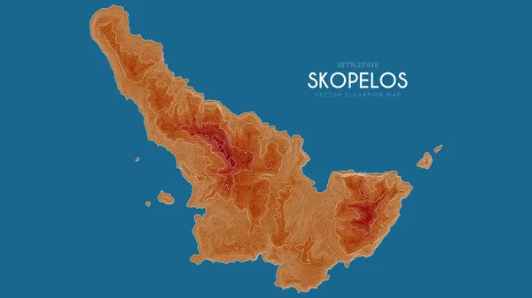 Mapa topográfico de Skopelos, Grecia. Vector mapa detallado de la elevación de la isla. Paisaje geográfico elegante esquema cartel. — Vector de stock