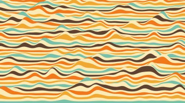Retro çizgiler, rengarenk, çarpık arka plan. Optik illüzyon efektli prosedür dalgalanması arka planı