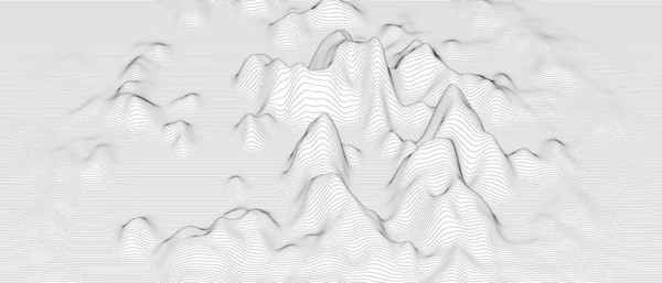 Streszczenie tła z zniekształconymi kształtami linii na białym tle. Monochromatyczne fale linii dźwiękowej. — Wektor stockowy