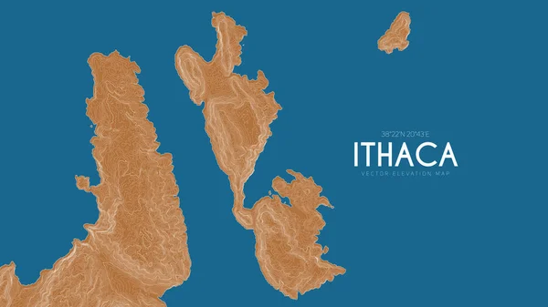 Mapa topográfico de Ítaca, Grecia. Vector mapa detallado de la elevación de la isla. Paisaje geográfico elegante esquema cartel. — Archivo Imágenes Vectoriales