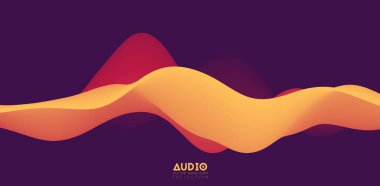 Ses dalgası görselleştirmesi. Üç boyutlu, turuncu, katı dalga formu. Ses örnekleme deseni.