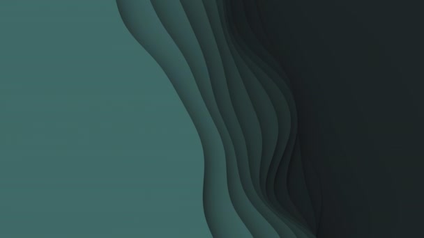 Papel corte abstracto animación bucle de fondo. 3D tidewater papel verde arte olas sin costura. — Vídeos de Stock