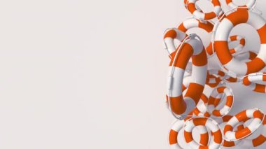 Lifebuoy yukardan düşer ve ipte sallanır. Kurtarma, canlandırma döngüsü kavramına yardım.