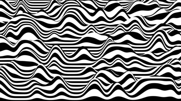 Модные 3D черно-белые полосы исказили фон. Процедурные колебания фона с эффектом оптической иллюзии