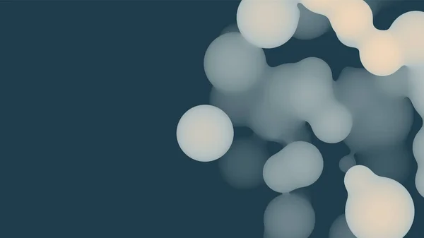 Forma de metaball líquido 3d abstracto con bolas pastel oscuro. Gotitas orgánicas de pastel líquido de onda sintética con color degradado. — Vector de stock