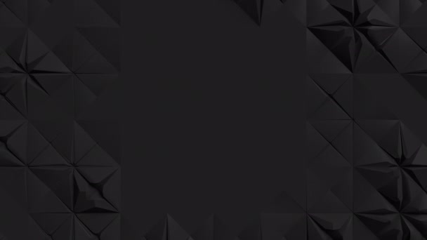 3D svart abstrakt geometrisk kalejdoskop omvandling. Loopable fractal animation av yta med plats för text — Stockvideo