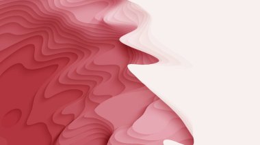 Pembe kağıt tabaka. Üç boyutlu soyut gradyan kağıt kesiği. Renkli origami biçimi