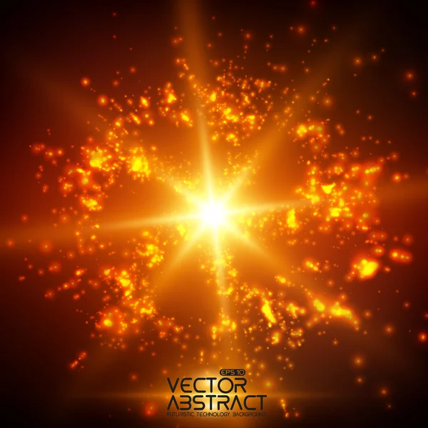 Explosion of glowing particles — Stok Vektör