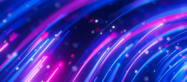 Büyük veri ışık hızı akışının kapanışı. Kuantum hesaplamasının soyut dijital veri akışı. Qubit iz dalgalarının siber uzayı. Modern teknoloji bilgi iletimi