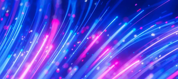 Büyük veri ışık hızı akışının kapanışı. Kuantum hesaplamasının soyut dijital veri akışı. Qubit iz dalgalarının siber uzayı. Modern teknoloji bilgi iletimi