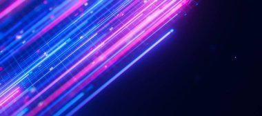 Büyük veri ışık hızı yukarı doğru akışı ve metin için bir yer. Kuantum hesaplamasının soyut dijital veri akışı. Qubit izlerinin siber uzayı. Modern teknoloji bilgi iletimi