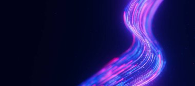 Büyük veri ışık hızı veri akışı S dönüşü yakın çekim. Kuantum hesaplamasının soyut dijital veri akışı. Qubit izlerinin siber uzayı. Modern teknoloji bilgi iletimi