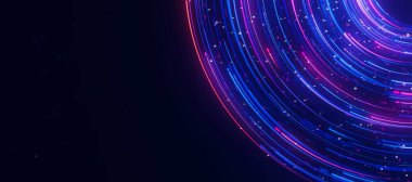 Büyük veri ışık hızı veri akışı yakın çekim. Kuantum hesaplamasının soyut dijital veri akışı. Qubit izlerinin siber uzayı. Modern teknoloji bilgi iletimi