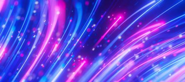 Büyük veri ışık hızı akışının kapanışı. Kuantum hesaplamasının soyut dijital veri akışı. Qubit iz dalgalarının siber uzayı. Modern teknoloji bilgi iletimi