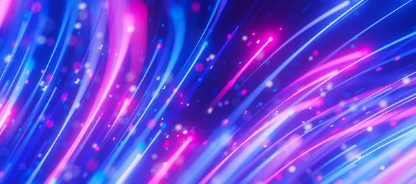 Büyük veri ışık hızı akışının kapanışı. Kuantum hesaplamasının soyut dijital veri akışı. Qubit iz dalgalarının siber uzayı. Modern teknoloji bilgi iletimi