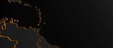 Altın rengi Saint Vincent 3d haritası diğer siyah, altın kenarlı ve sığ noktalı ülkelerle çevrili. Sınırlı siyasi harita.