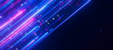 Büyük veri ışık hızı yukarı doğru akışı ve metin için bir yer. Kuantum hesaplamasının soyut dijital veri akışı. Qubit izlerinin siber uzayı. Modern teknoloji bilgi iletimi